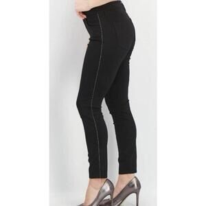 New NYDJ Black Embellished Beaded Trim Skinny Stretch Ankle Trouser Pant Size 14